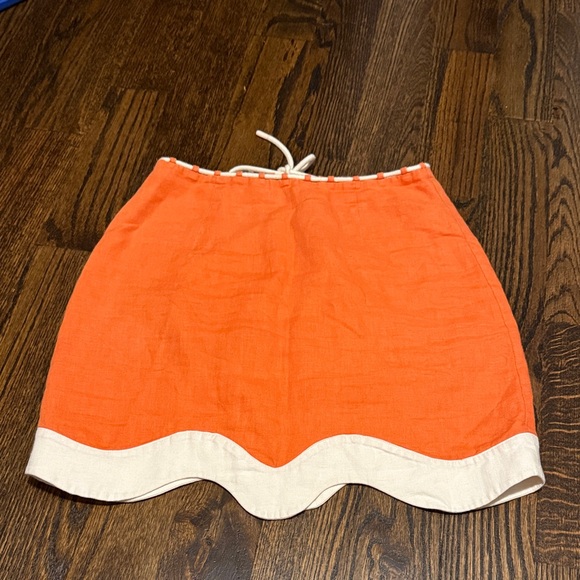 STAUD Orange and Cream Mini Skirt - Picture 1 of 3